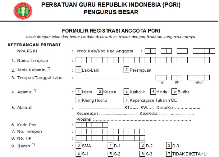 Pendaftaran PGRI Langkat - Persatuan Guru Republik Indonesia Cabang Langkat